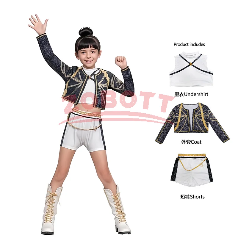 Crianças k-pop caçadores de demônios zoey rumi mira traje fantasia vestido cosplay ídolo virtual filme cosplay para meninas crianças halloween carniva