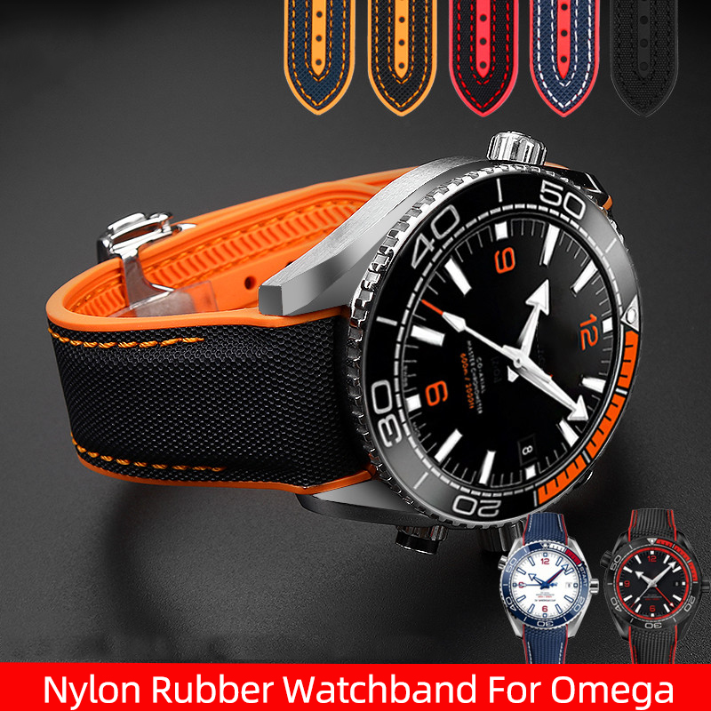 Gelang jam tangan karet nilon 20mm 21mm 22mm untuk jam tangan silikon Aksesori jam tangan gesper penyebaran pria PLANET laut Omega SEAMASTER