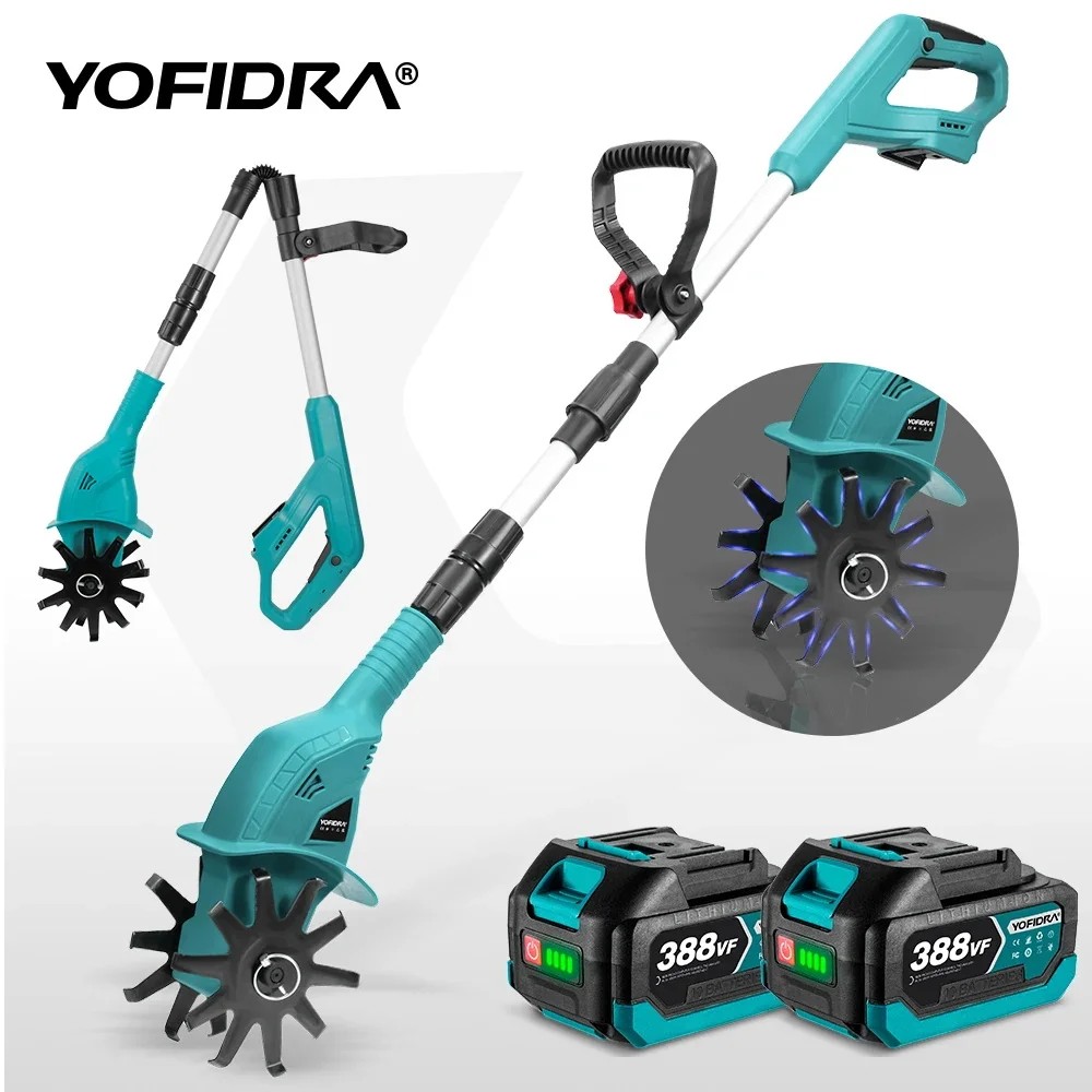 YOFIDRA садовая культиватор, роторная машина, универсальный триммер для прополки, роторный трактор, газонокосилка для Makita, 18 В, аккумуляторный штифт