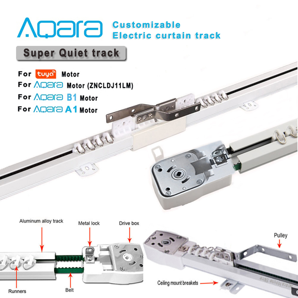 Customizable Super Silent Electric Curtain Track Rail for Aqara Tuya Wifi/Zigbee Motor Smart Home Curtains Rod  Cornice