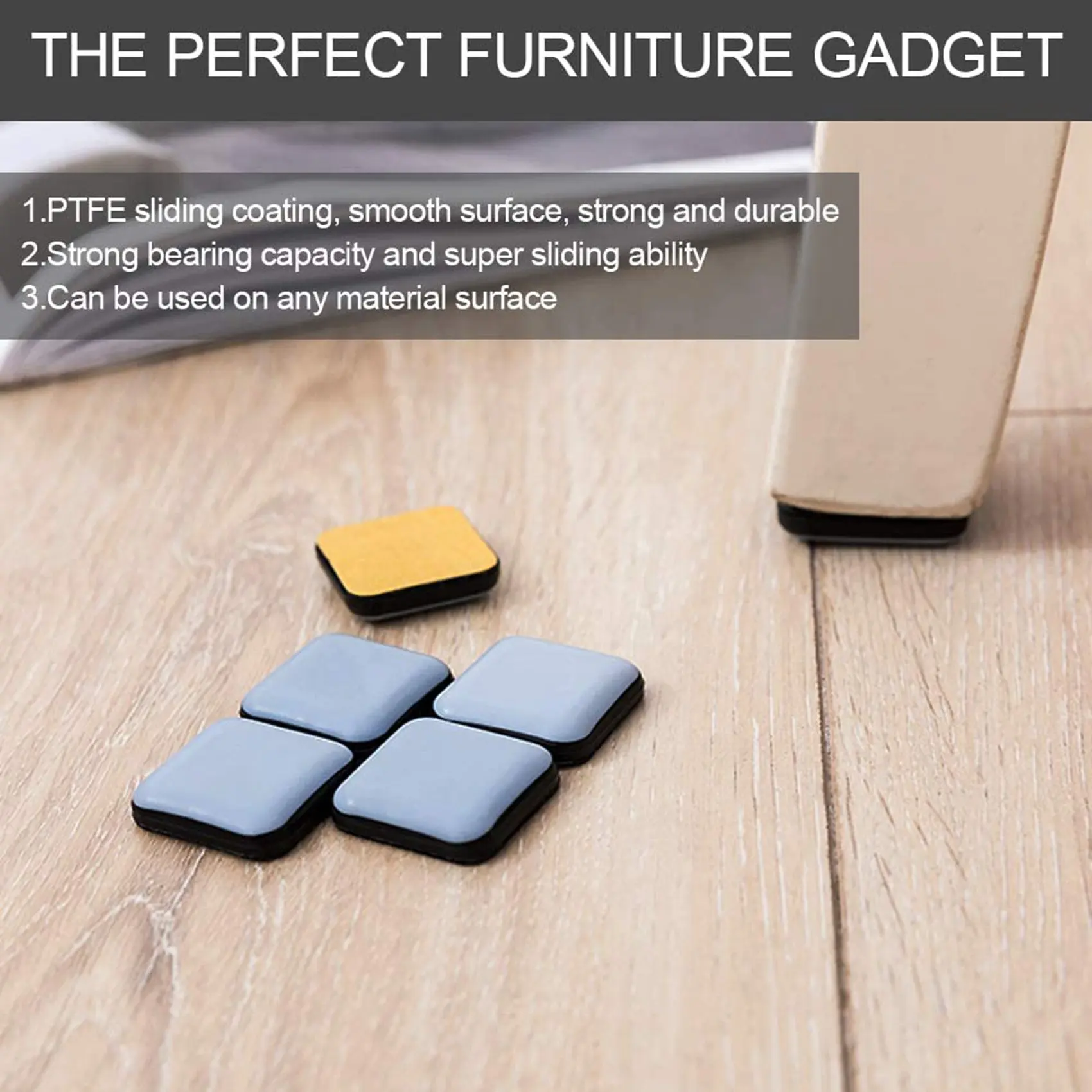 ABWP-40 PCS Furniture Gliders Slider 25 X 25 Mm PTFE Self Adhesive Furniture Moving Pads Square For Furniture Easy Movers