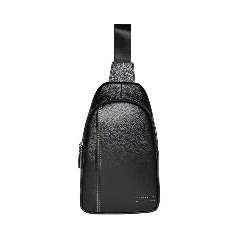 Bolso de pecho y riñonera multifuncional de piel de vaca con capa de cabeza para hombre