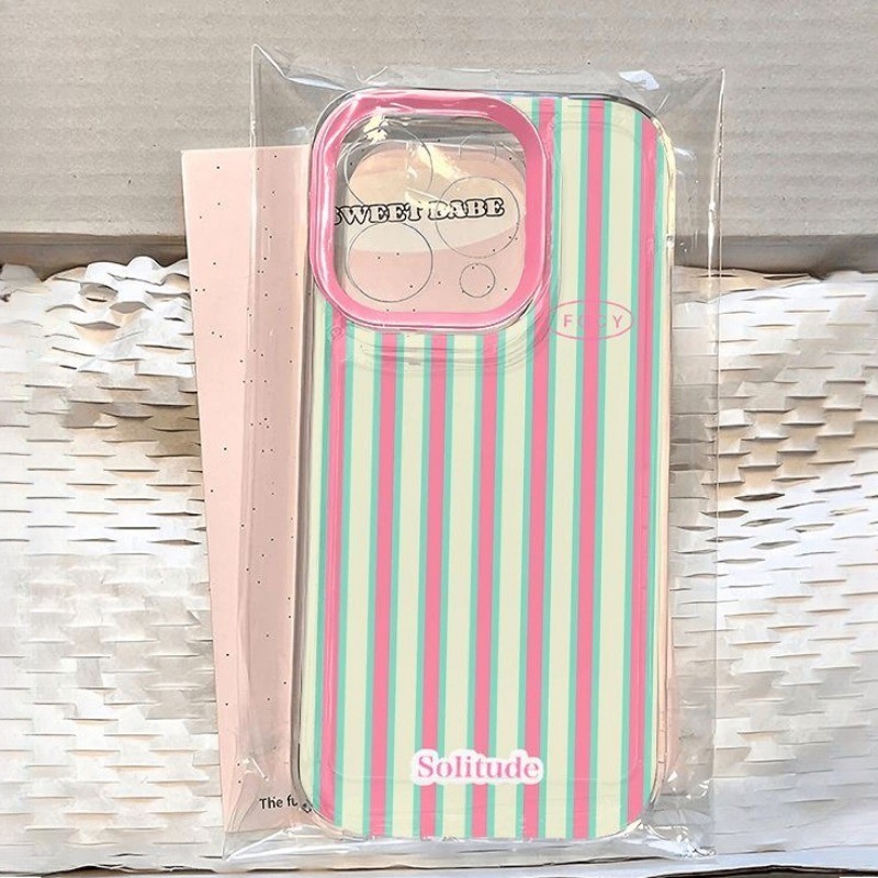 Custodia trasparente dal design semplice a strisce blu rosa per Samsung Galaxy S25 S24 S23 Ultra S22 Plus S21 FE A16 A55 A35 A52 A56 Cover morbida