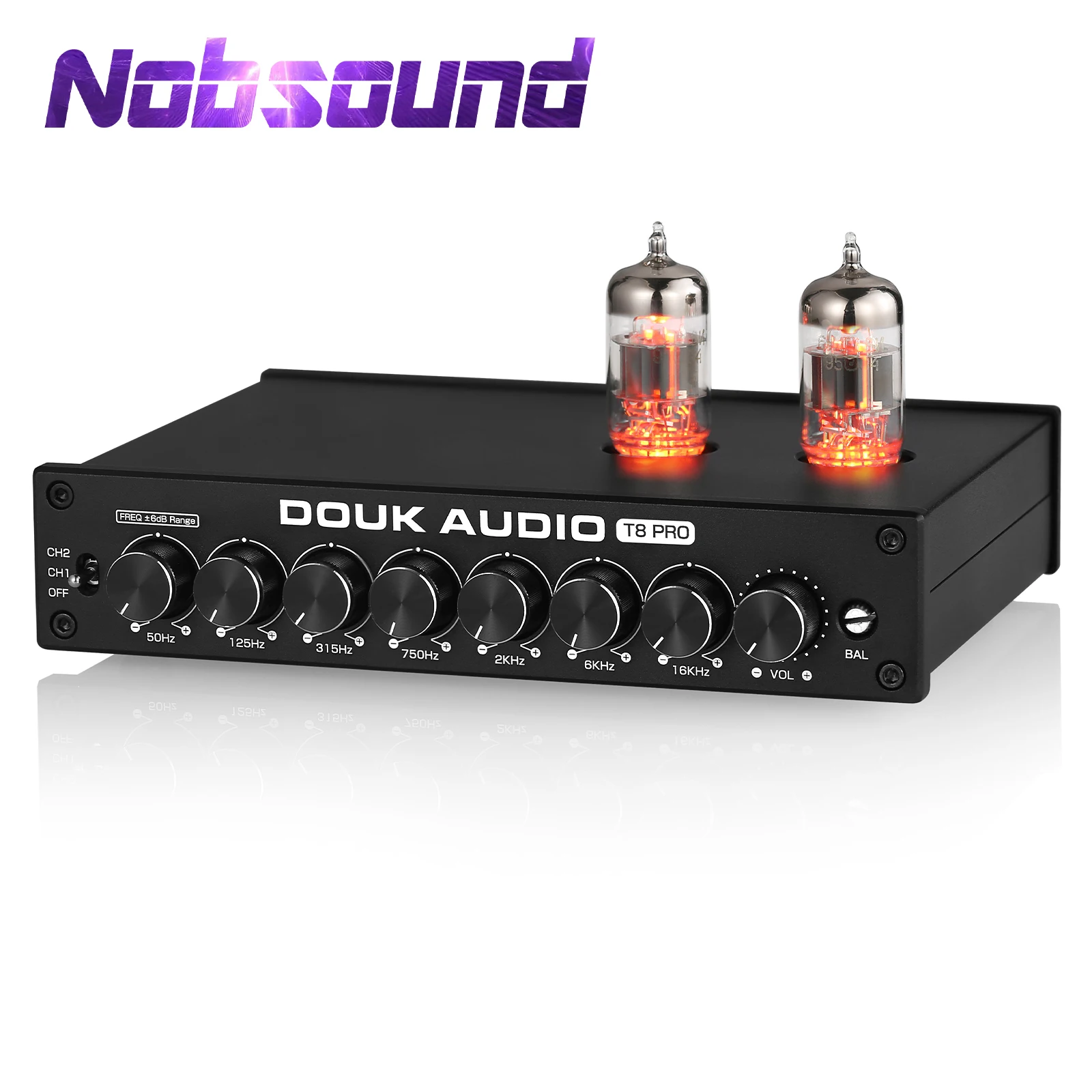 Nobsound HiFi 7-полосный эквалайзер, вакуумный трубчатый сбалансированный стереоусилитель XLR RCA с голосовым управлением для настольного динамика