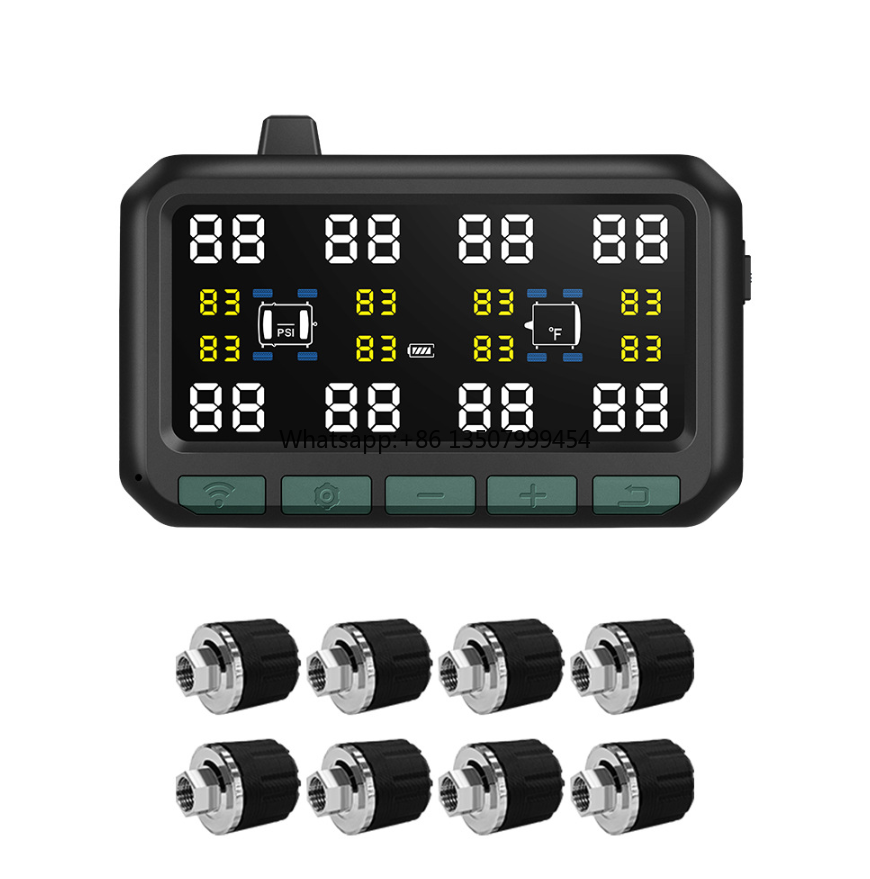 Sistema Inteligente Inalámbrico de Monitoreo de Presión de Neumáticos, Exclusivo para el Mercado Internacional, Apto para Camiones y Autobuses de 8 Ruedas