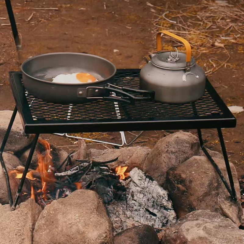 Mesa plegable de rejilla para exteriores, mesa multifuncional para acampar, Mini tienda de campaña, escritorio, mesa de Picnic, estante calefactor de cocina de alta temperatura