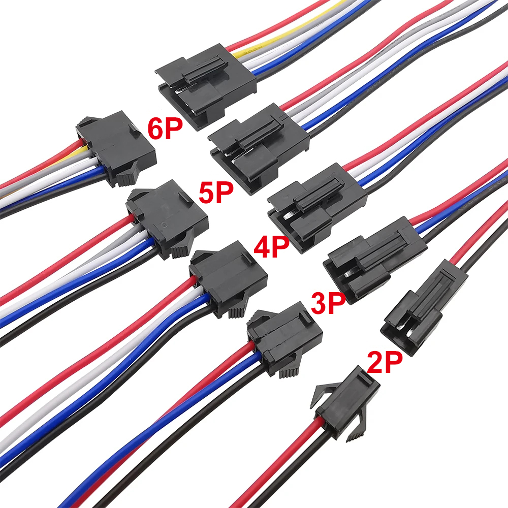 5 paia JST SM 2P 3P 4P 5P 6 Pin Maschio Femmina Presa Cavo Connettore LED Strip DC Cavo di Alimentazione Lunghezza 10/15/20 cm