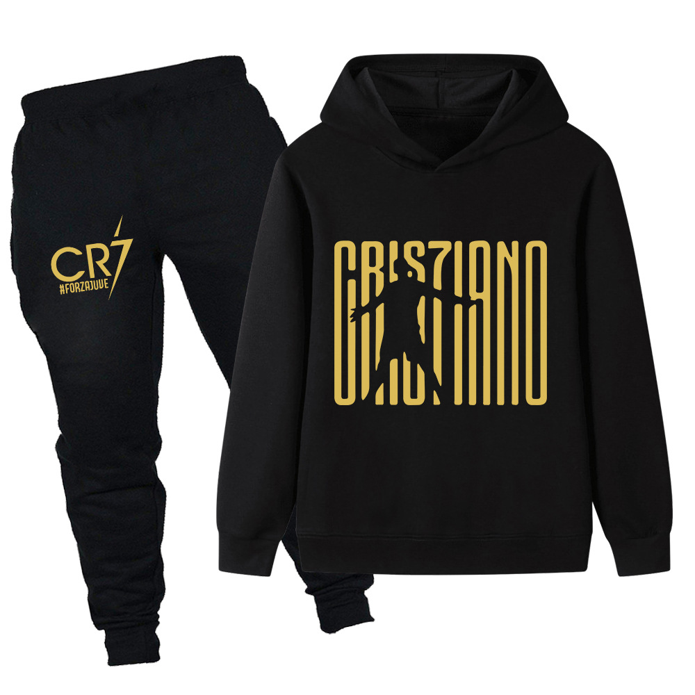 Criativo simples cr7 impresso fãs hoodie meninos outono e inverno esportes ao ar livre terno crianças confortável quente manga longa terno