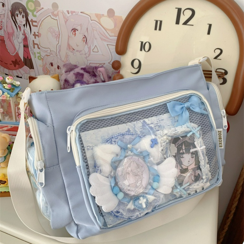 Bolsa crossbody simples transparente da moda para meninas bolsa de ombro escolar de grande capacidade textura confortável e versátil bolsa ita
