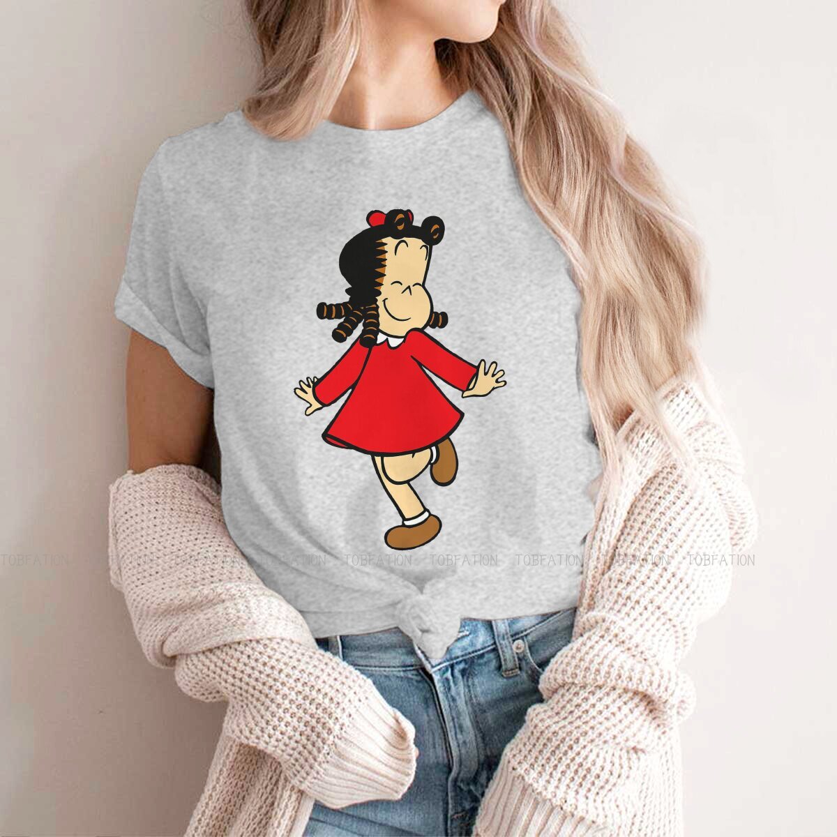 Футболка с рисунком для женщин и девушек Little Lulu, 5XL, счастливая мягкая летняя футболка, высокое качество, свободная