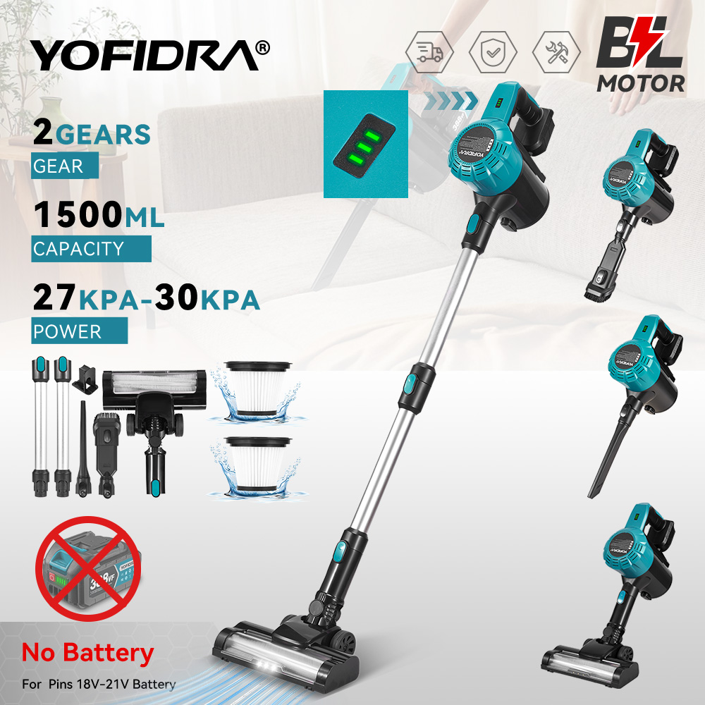 YOFIDRA 1.5L コードレス電気掃除機効率的な充電式ダストキャッチャークリーニング電動工具マキタバッテリーピン用