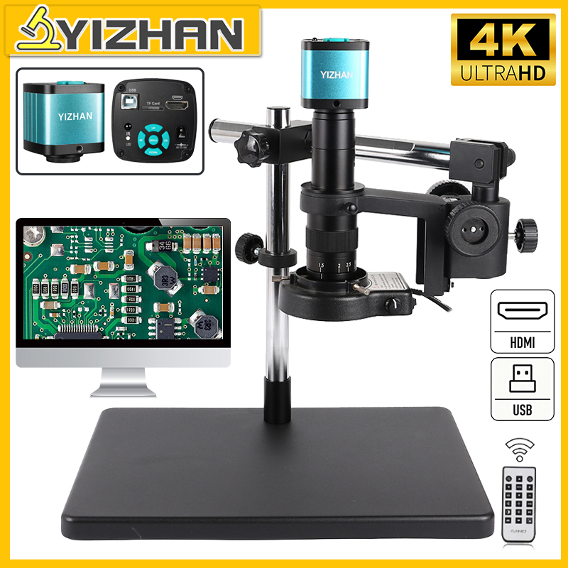 YIZHAN 4K UHD электронный цифровой микроскоп IMX327 HDMI USB паяльная камера 130X 150X 180X зум-объектив для инструментов для ремонта печатных плат