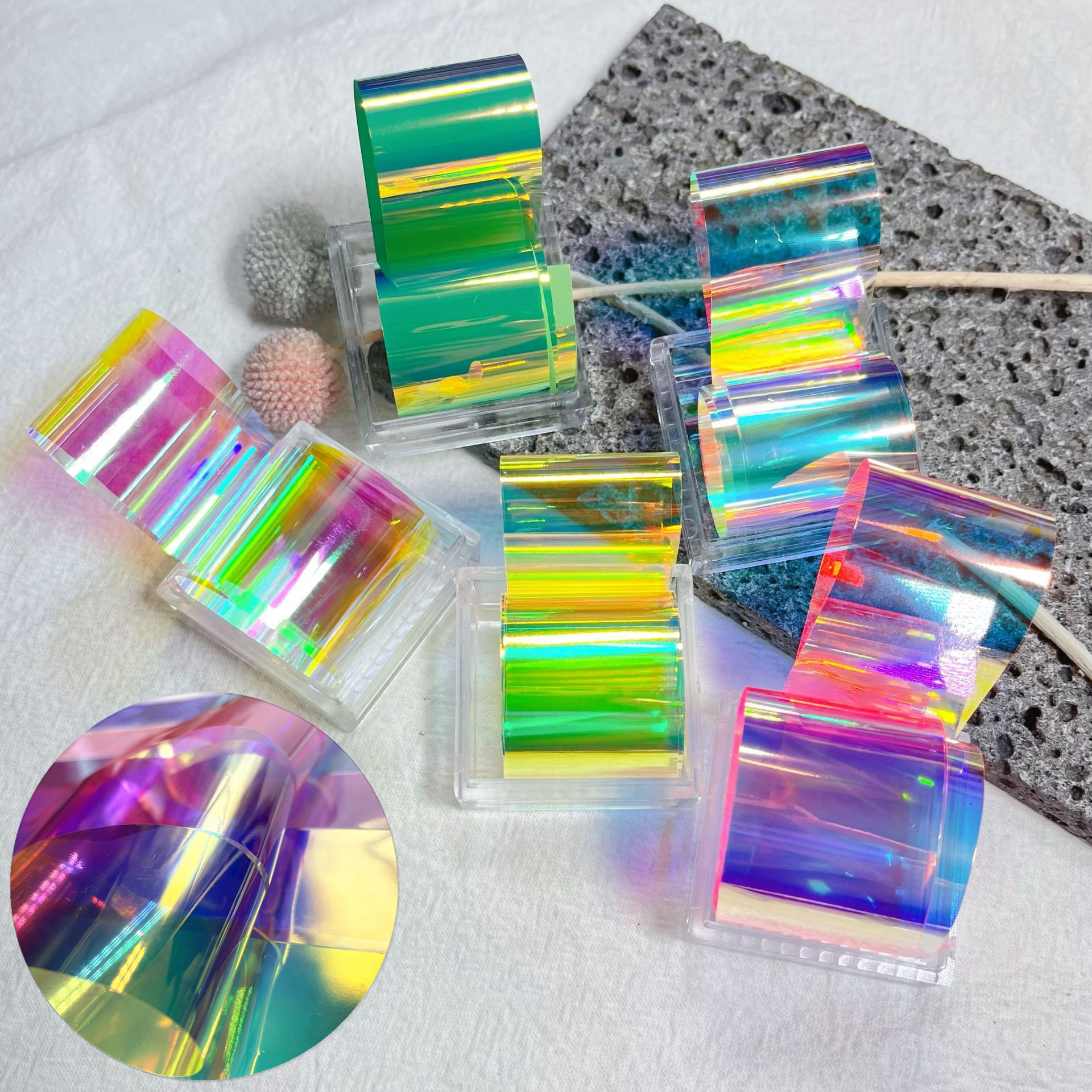 50 cm Überlegene Transparente Nägel Glasfolie DIY Aufkleber Zellophan Papier Koreanische Nagel Trend Design Eiswürfel Maniküre Dekoration