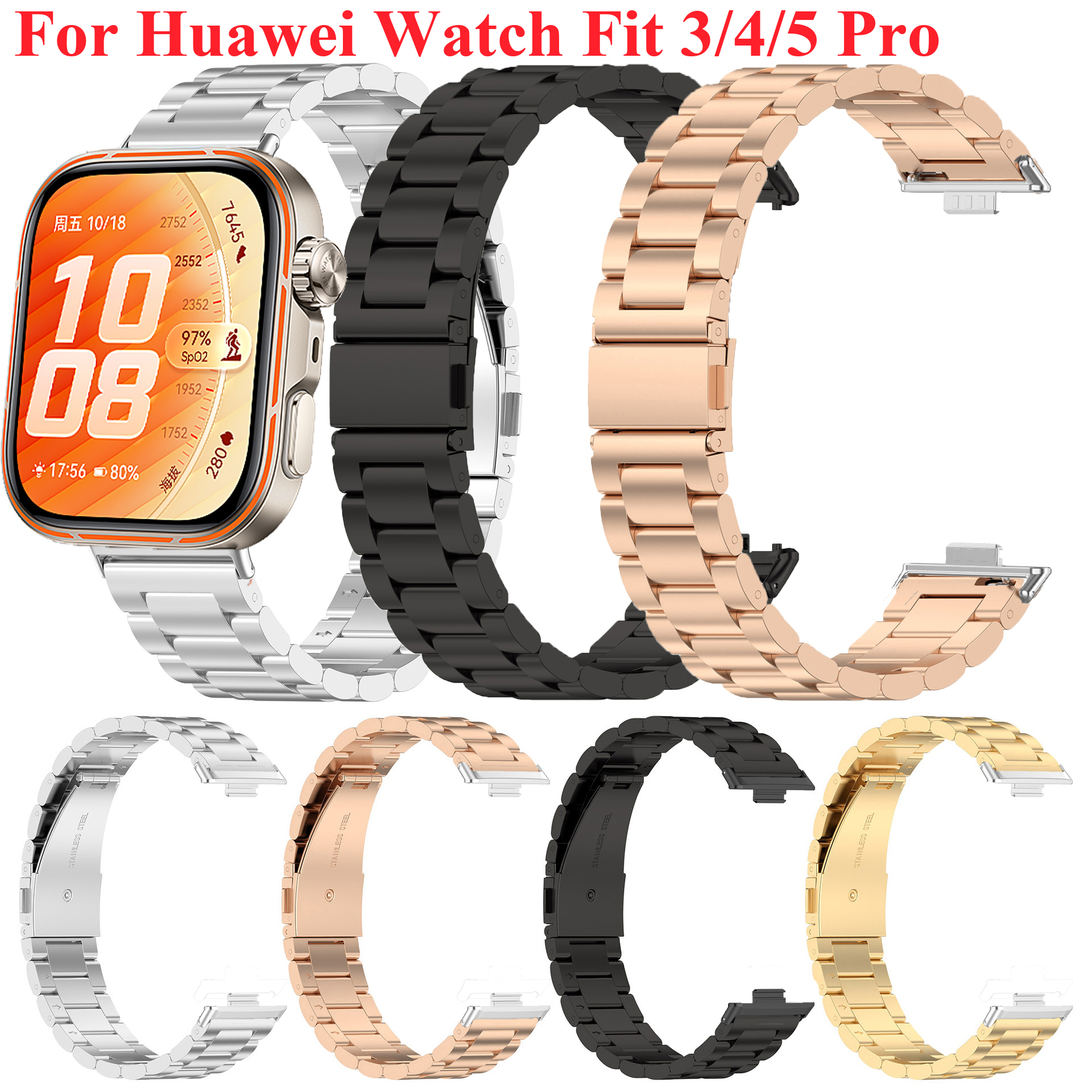 Ремешок из нержавеющей стали для Huawei Watch Fit 5 Pro 4 3, металлический браслет для Huawei Fit5 5Pro Fit4 Fit4pro Fit3