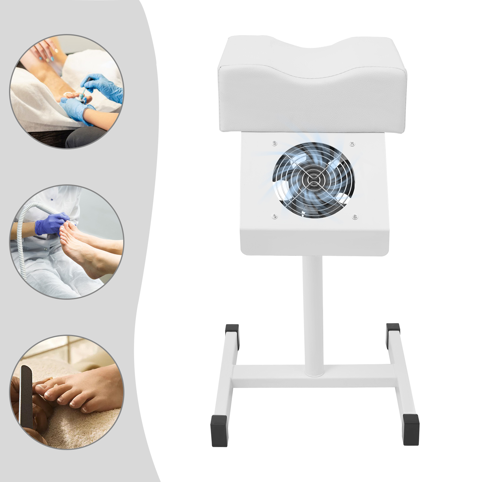 Cadeira de unhas 22W 220V com aspirador de pó branco metal PVC padrão UE 2600rpm para salões para cuidados com os pés