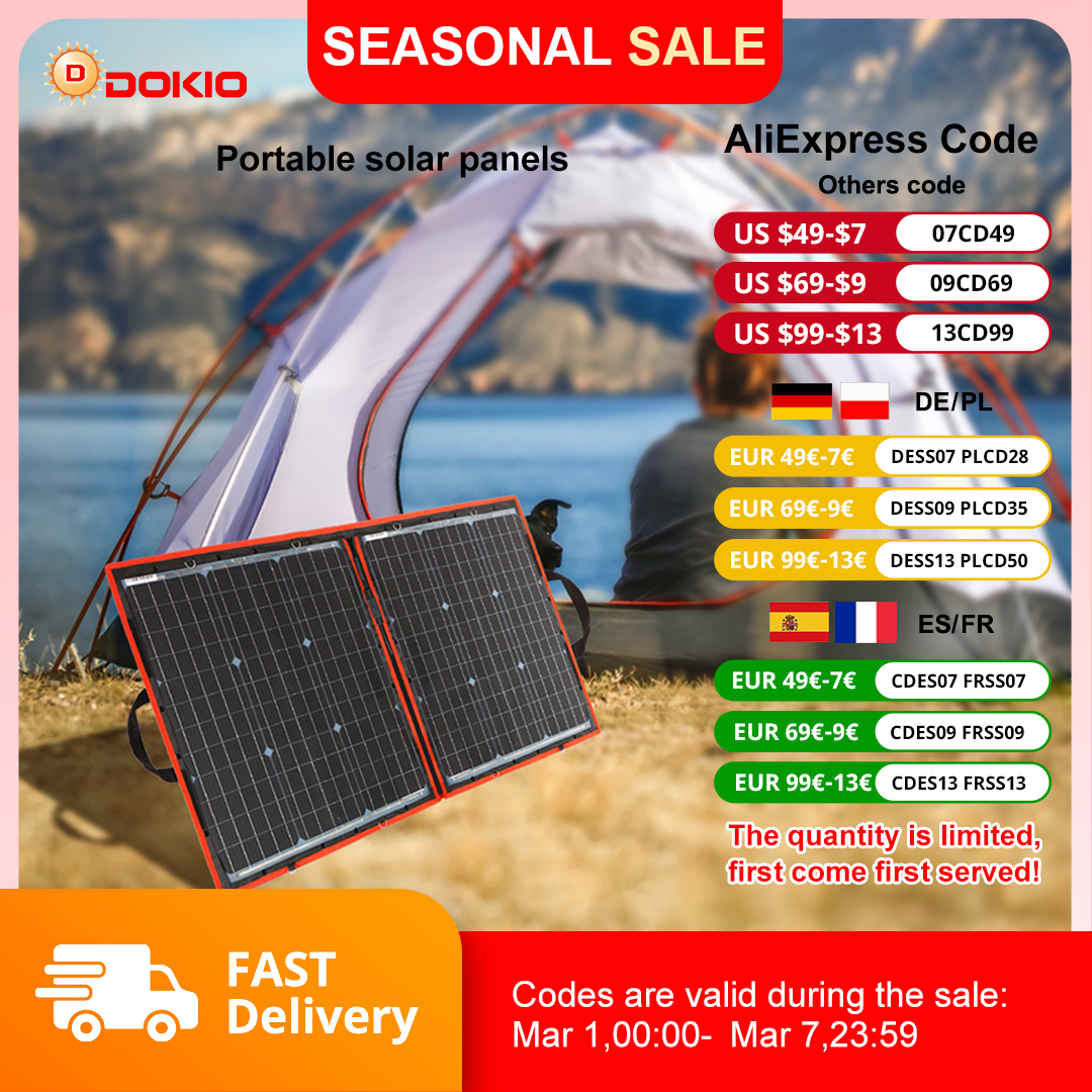 Dokio 100W flexibel opvouwbaar 18V zonnepaneel met 12V controllerkit Draagbaar zonnepaneel voor kamperen/reizen/camper