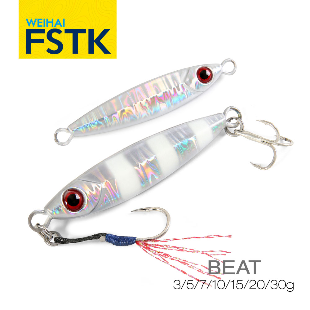 FSTK-Micro leurre métallique pour la pêche en eau salée, 3/7/10/15g, appât Éldur avec hameçons