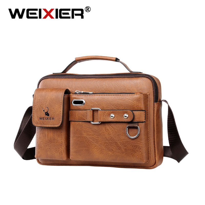 WEfeast-Sac à main en cuir PU pour hommes, sac à bombes, sac de voyage, sac à main de bureau Messenger, haute qualité, marque célèbre, 16 à la mode