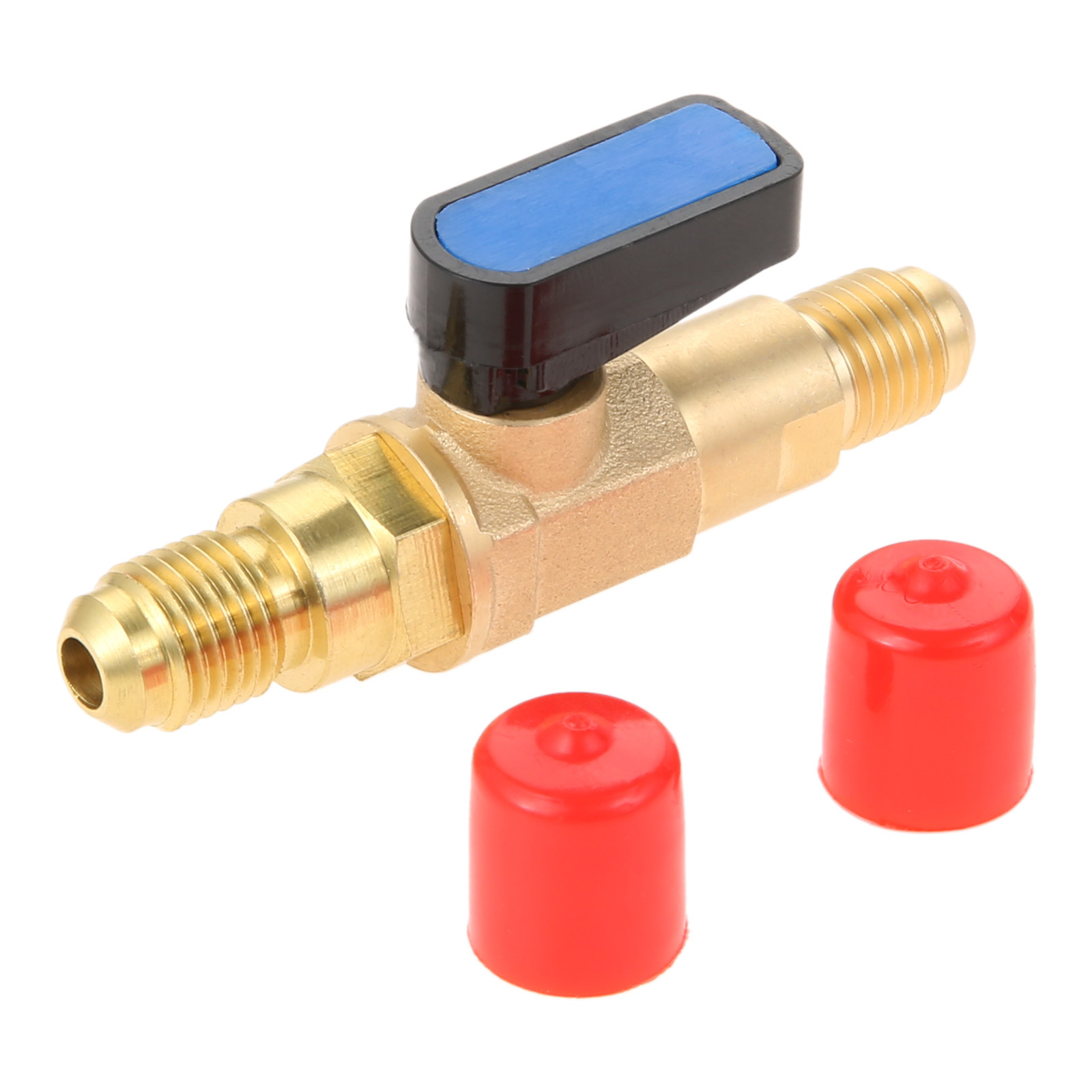 Adaptador de válvula de bola de refrigerante, adaptador SAE de 1/4 pulgadas, válvula de cierre de aire acondicionado para HVAC recta A/C, apto para R134A, R22, R12, R410A