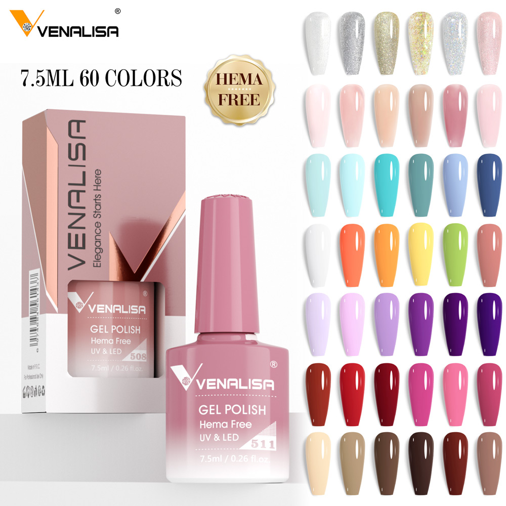 Venalisa HEMA/TPO FREE 7.5ml Gel Polish Nail Summer Spring French Jelly Nude Pink Nail Gel Polish Glitter Gorgeous SoakOff UVLED