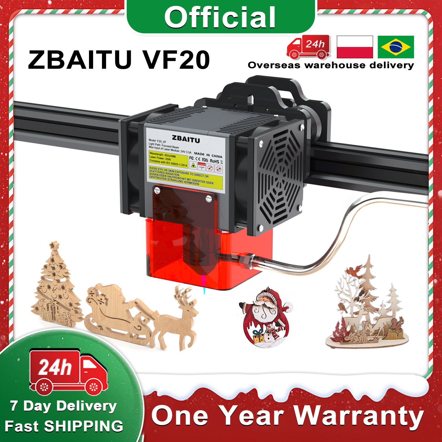 ZBAITU-Cabezal de módulo láser con ranura, manguera de flujo de aire, diodo 130 en 1, para cortador de grabado láser CNC, 40W/80W/4/2 W