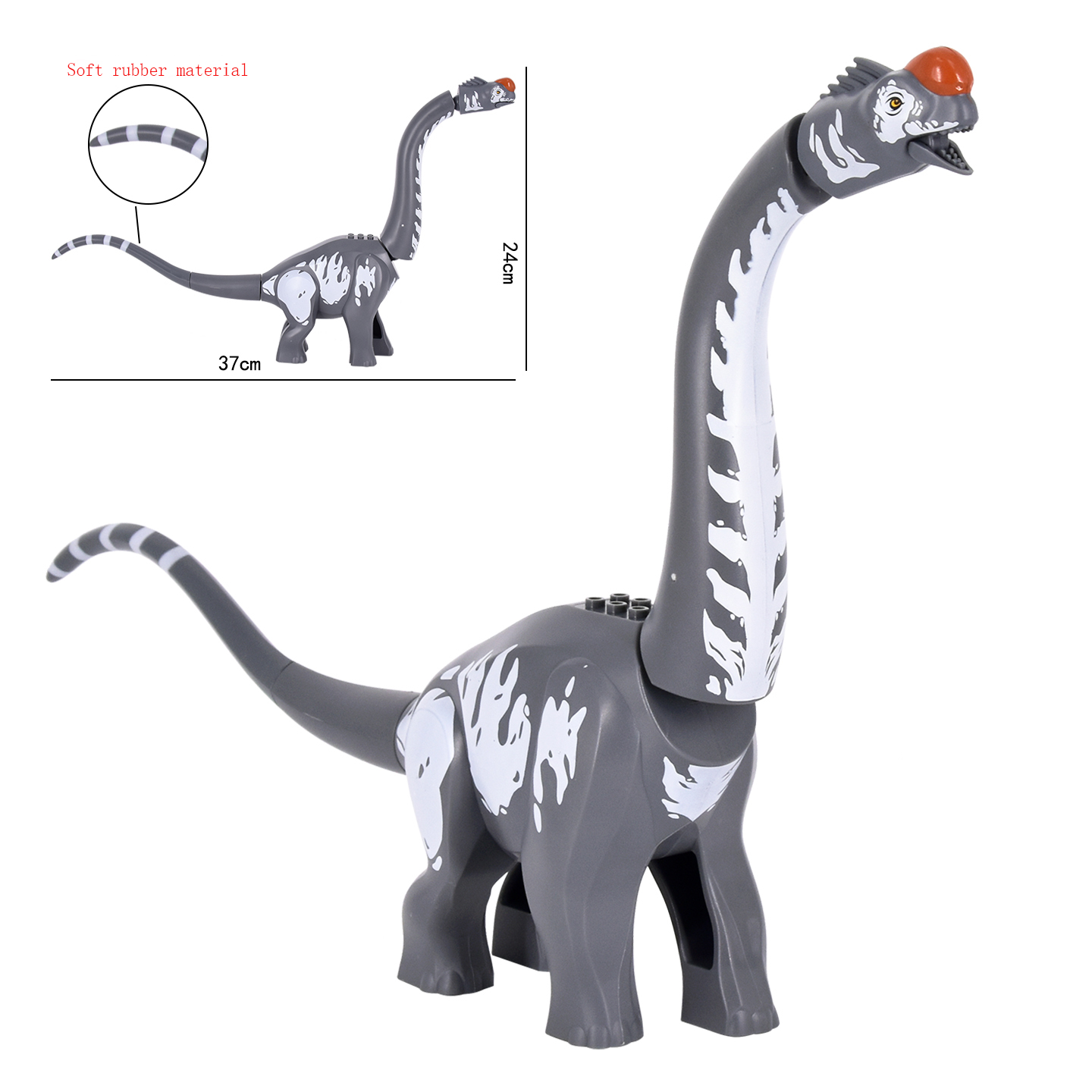 Dunia Dinosaurus Jurassic Titanosaurus Desain Realistis Bahan Karet Lembut Blok Bangunan Batu Bata Figur Mainan Taman Dinosaurus