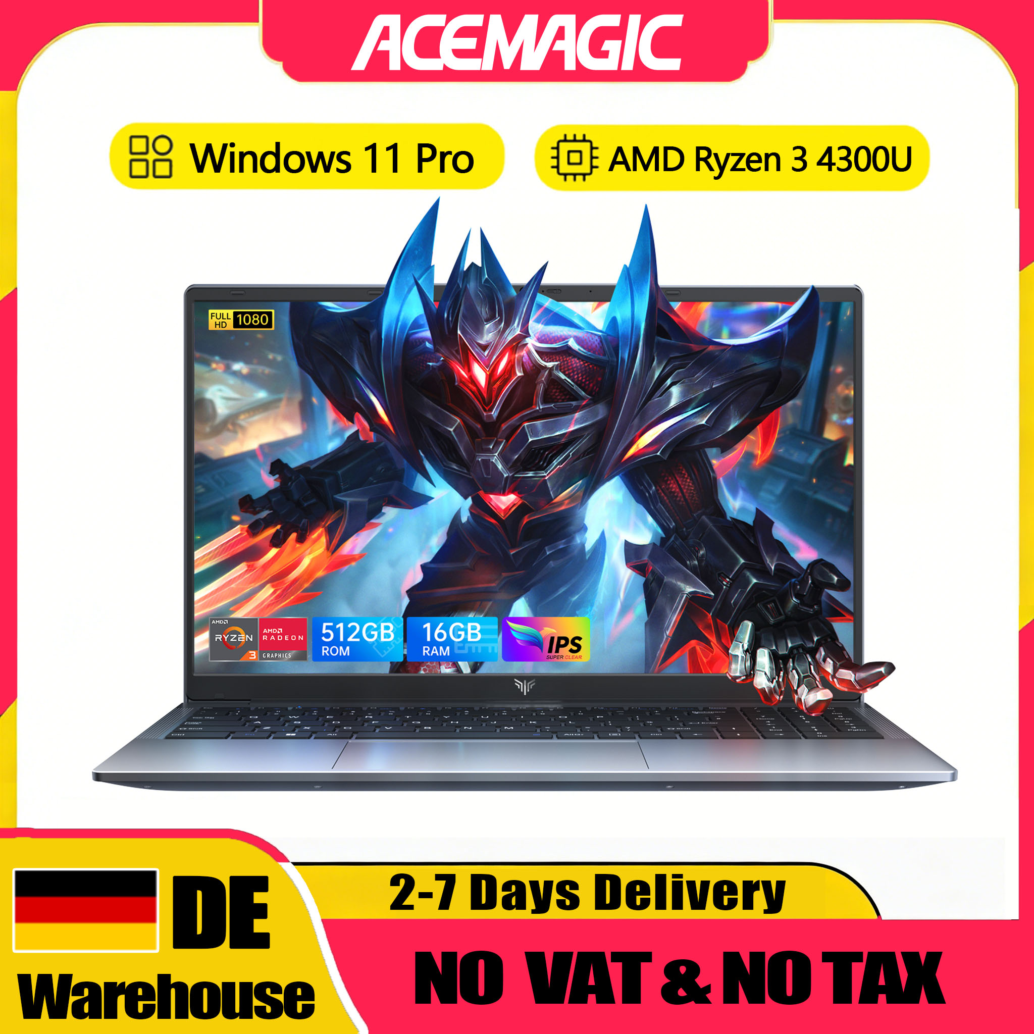 ACEMAGIC LX15Pro Laptop Computer AMD Ryzen 3 4300U Windows Laptop 15,6-inch IPS 16GB DDR4 512GB SSD Numeriek Toetsenbord