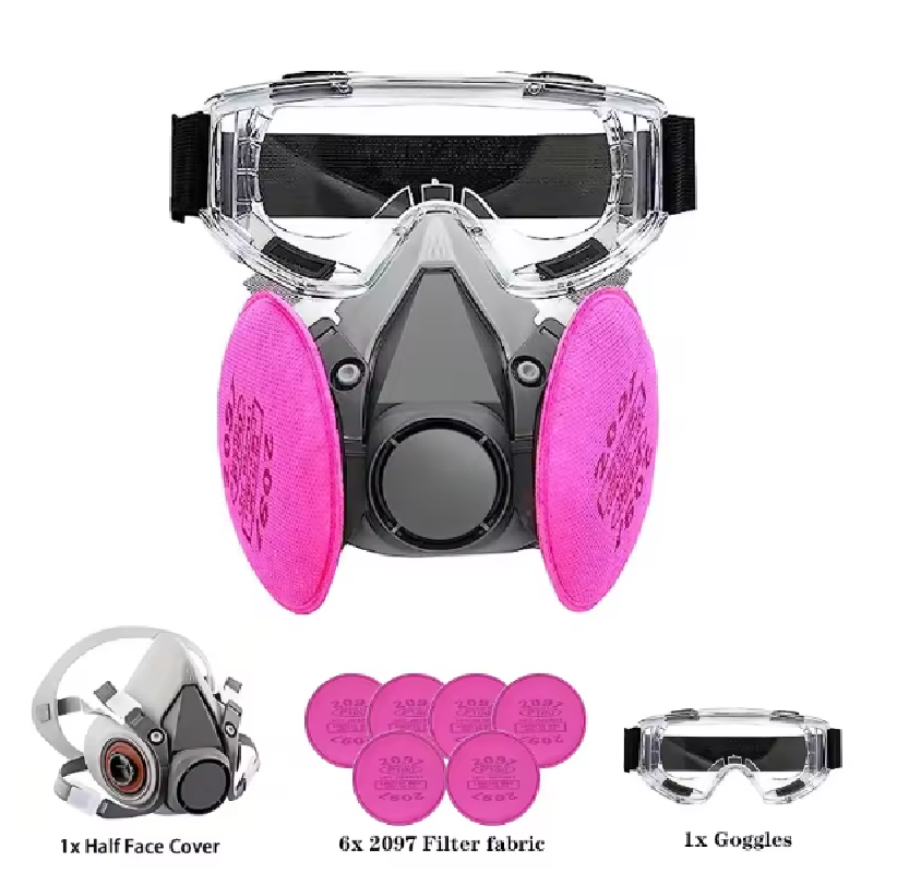 Masque à gaz respirateur 6200 demi-visage avec filtre 2097 ensemble de lunettes pour peinture époxy contre la poussière organique vapeur formaldéhyde soudage meulage