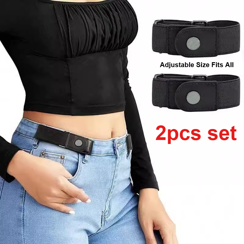 2-teiliges Set, stilvolle, minimalistische, schnallenfreie Gürtel, elastischer Freizeitgürtel, vielseitig einsetzbar für den täglichen Gebrauch, verstellbare, unsichtbare Unisex-Gürtel