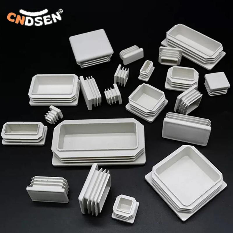 1/2/5/10 peças retângulo branco/quadrado tampa final de mesa perna pé almofada tubo de aço plugue de inserção 15x15mm -50x100mm