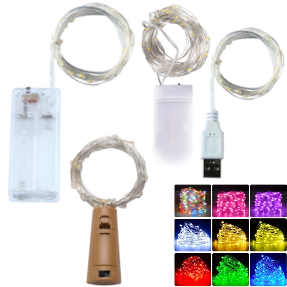 1M 3M 2M  LED String Lights Copper Silver Wire Garland Light Waterproof Fairy Lights Party Decoration For Christmas Wedding