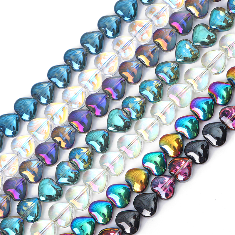 20 piezas cuentas de cristal de colores brillantes con forma de corazón de melocotón de 10mm para collar, pulsera, pendiente, fabricación de joyas DIY