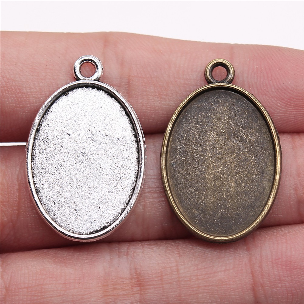 Base de cabujón de aleación de Zinc, colgante de ajuste de 10 piezas, 13x18mm, 18x25mm, tamaño interior, forma ovalada Simple