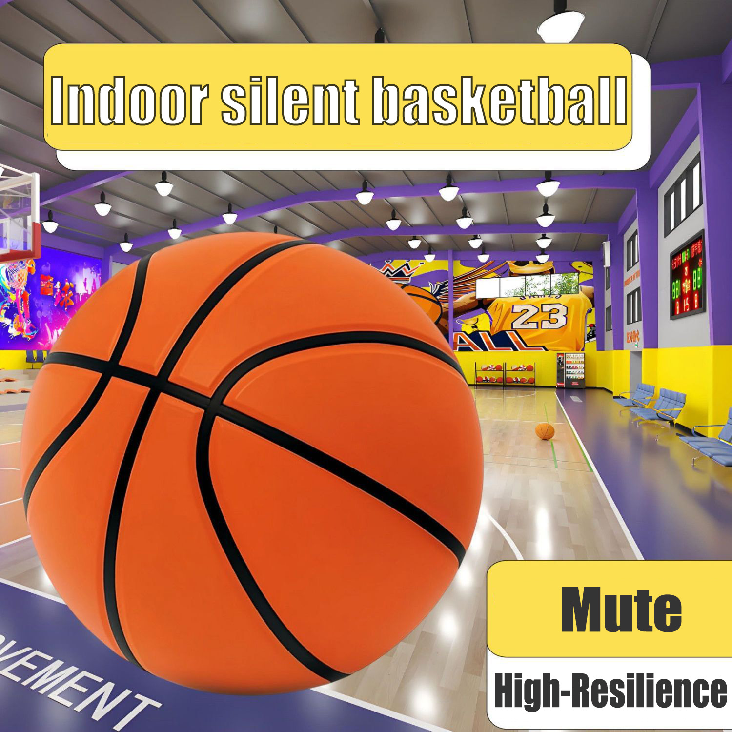 Silent Basketball Rozmiar 7 (29,5")/5 #   Piłka do koszykówki do treningu w pomieszczeniach, bezdętkowa, piankowa, z rowkami, cicha, do dribbli w pomieszczeniach, bezgłośna.
