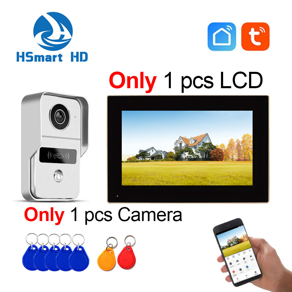 Voor 2v1/1v2 Lcd 1080P 7 Inch Wifi Video Intercom Tuya Smart Home App Draadloze Video Deurtelefoon Rfid Toegangscontrole Systeem