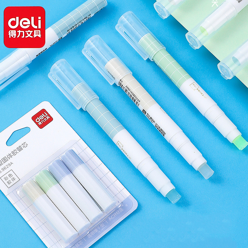 Deli – bâton de colle solide rechargeable, adhésif fort à séchage rapide, non toxique, lavable, sûr, fournitures de papeterie scolaires et de bureau