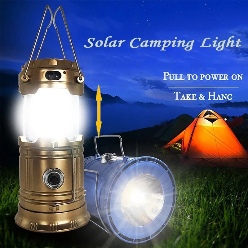 Lampe de camping solaire multifonctionnelle, lampe de tente LED, lampe de poche portable, étanche, lampe de travail d'urgence, 62