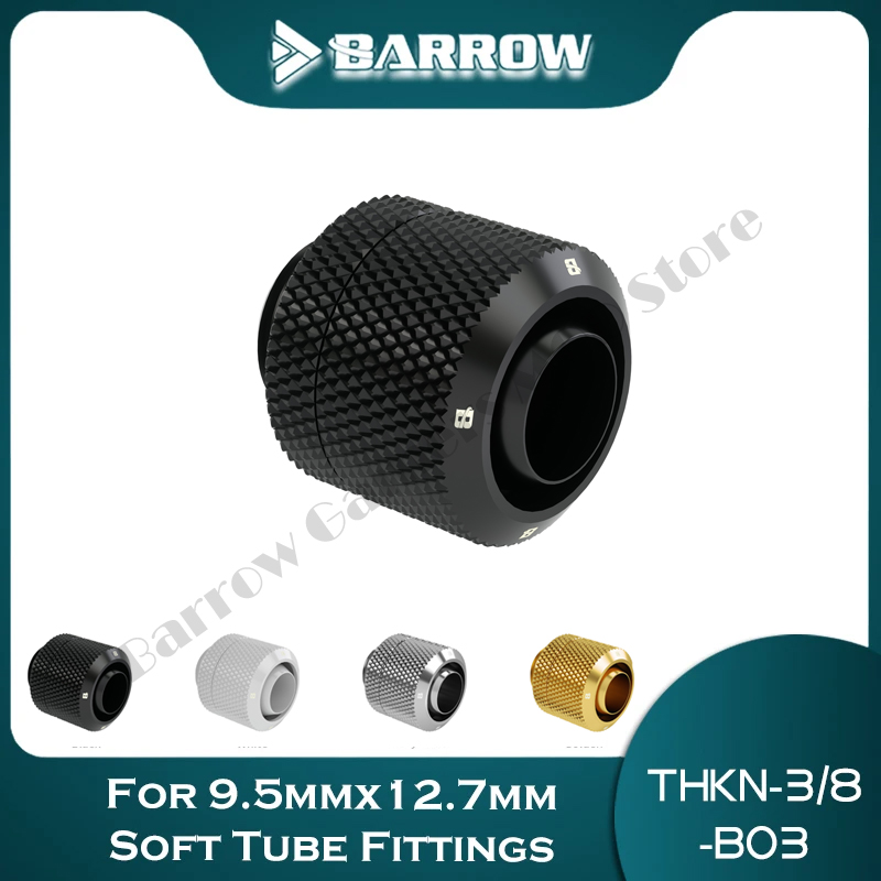 Barrow pipa selang 10x13mm, sambungan tangan untuk pipa lunak 3/8 inci konektor pendingin air komputer 4 warna THKN-3/8-B03
