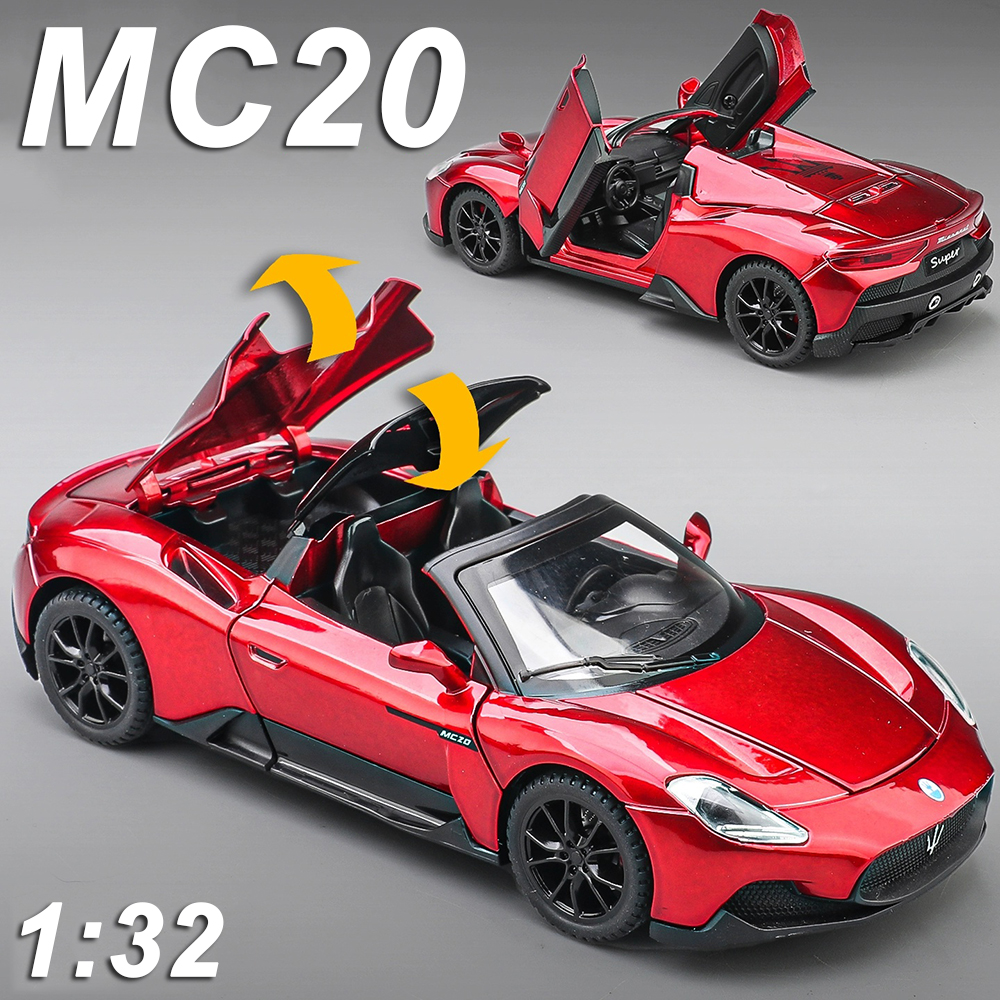 1:32 MC20 Lambor Revuelto Model Mobil Diecast Alloy, Pintu Terbuka dengan Suara dan Lampu, Tarik Mundur, Miniatur Kendaraan, Dekorasi Rumah