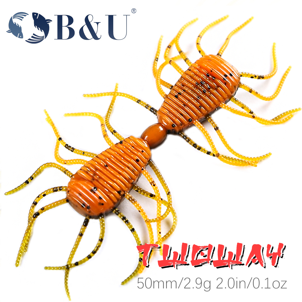 B & U larve leurres souples 50mm pêche leurres artificiels Silicone basse perche brochet Swimbait gabarits appâts en plastique ver