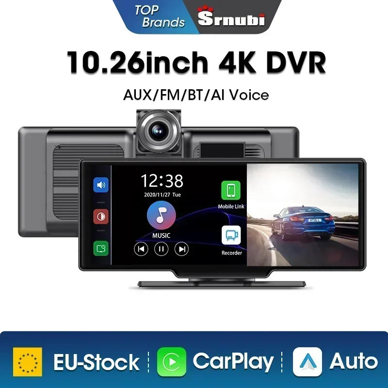 Srnubi 10,26 "видеорегистратор заднего вида Carplay Android Auto 4K DVR GPS-навигационный плеер Dual Len Recorder Dashboard 24H Park WIFI BT