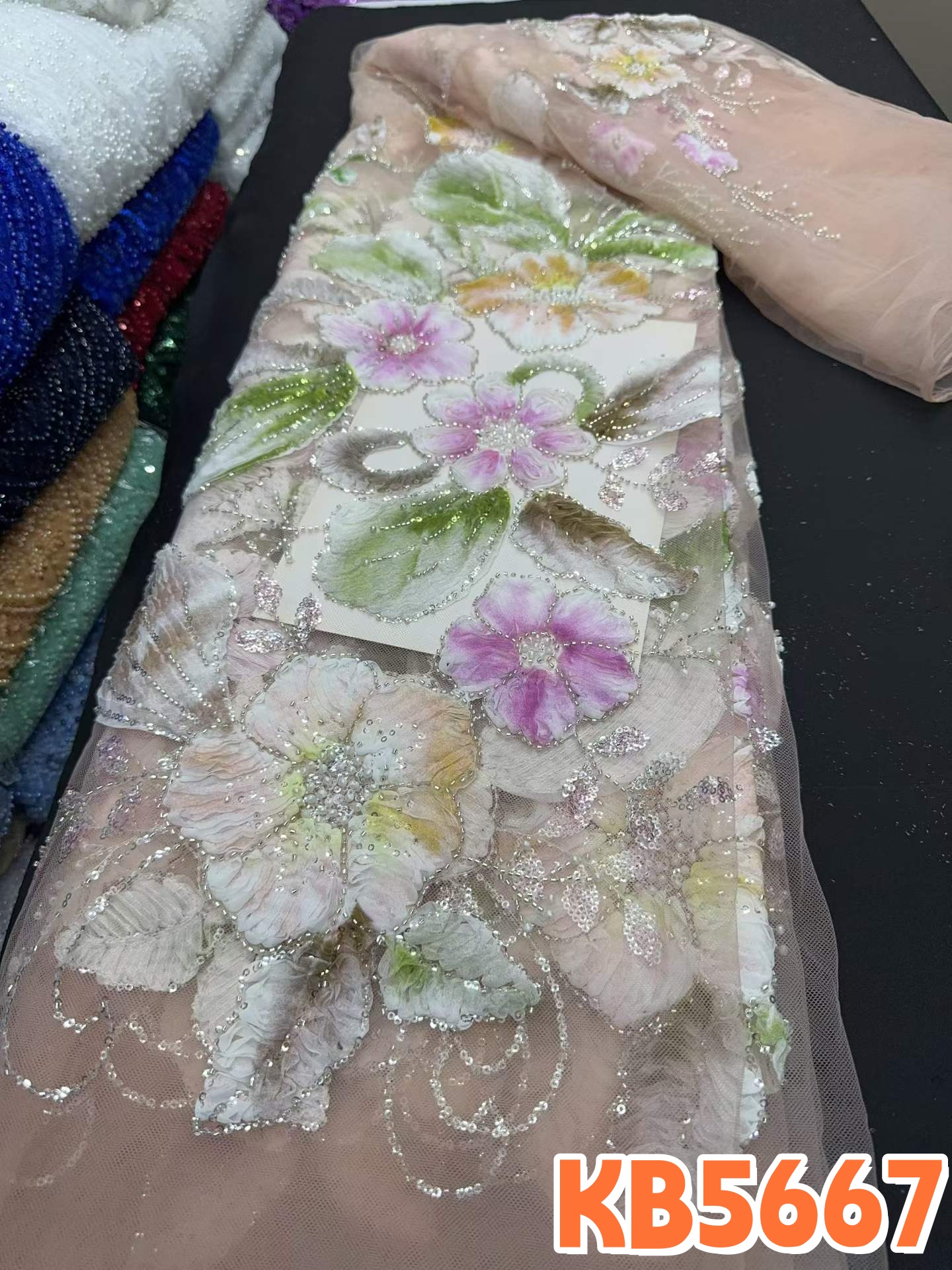 YALISI Oliver Green Beads Lace Fabric Nigerian Lace Fabric 2026 High Quality Embroidered Fabric For Women's Evening Dress KB5667