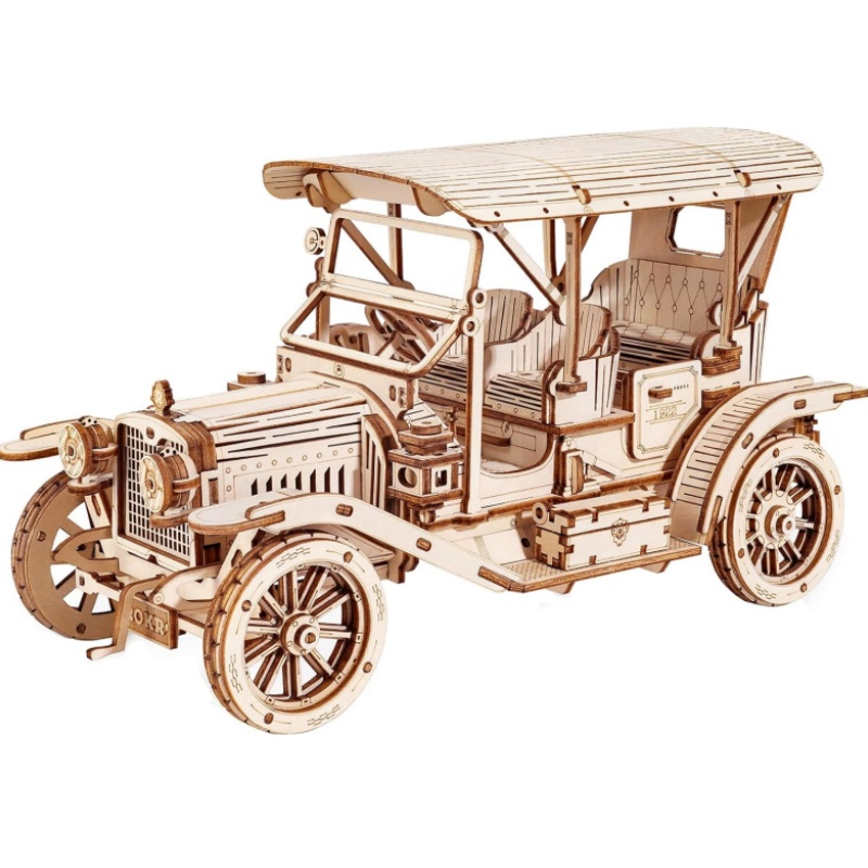 Robotime Rokr klasyczny samochód 3D drewniane puzzle zabawki Montessori Vintage samochód w skali 1:15 zestawy do budowania modeli dla dzieci