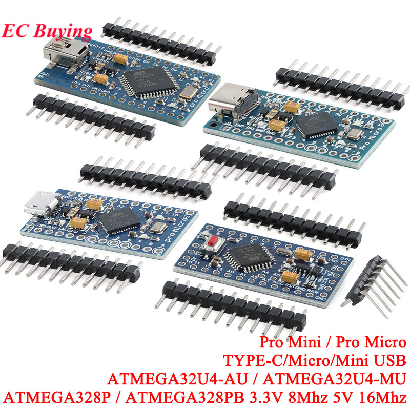 1-2 шт. Pro Mini 328 Atmega328P 5 В 16 МГц 3,3 В 8 МГц ATMEGA328 Mini Pro ATMEGA328PB 328PB ATMEGA32U4 для Arduino, совместимый Nano