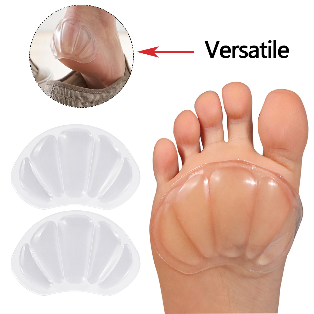 Almohadillas de Silicona Transparente para Pies, Antideslizantes, para Talón y Antepié, Transpirables, Cómodas, para Zapatos de Hombre y Mujer, Tacones Altos y Zapatillas Deportivas