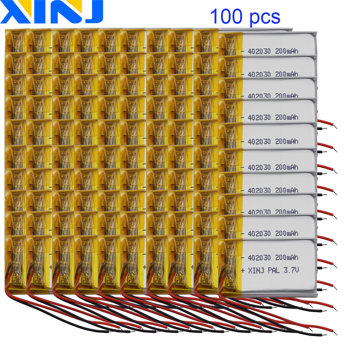 100pcs 3.7V 200mAh 0.74Wh Li-Polymer Li Lithium Battery 402030 For GPS Sat Nav Bluetooth Speaker MP4 Driving Recording Pen