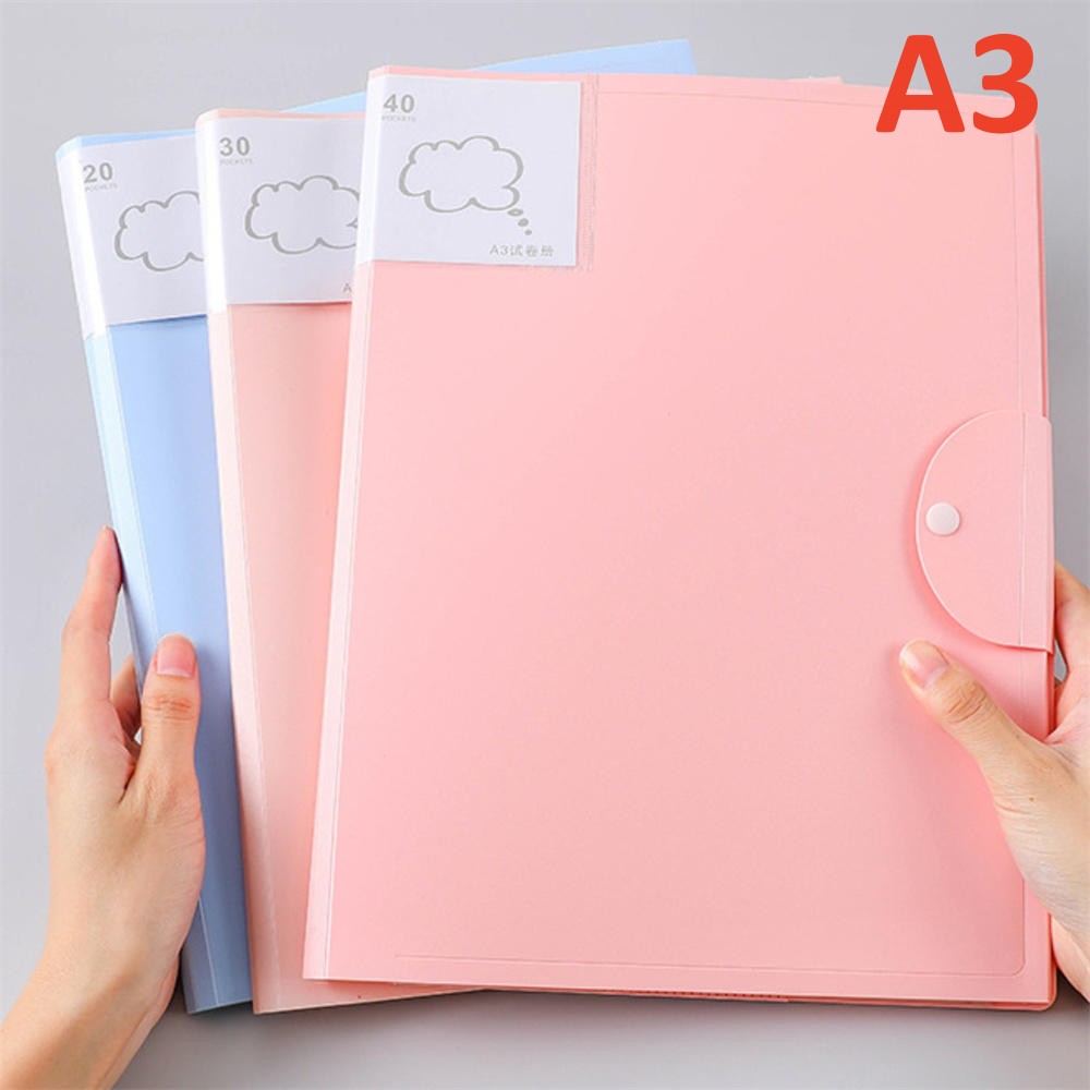 A3 20/30/40 Pocket File Folder Picture Album Document Bag 8k File Folder Art Work Collection Organizer Office Student Supplies