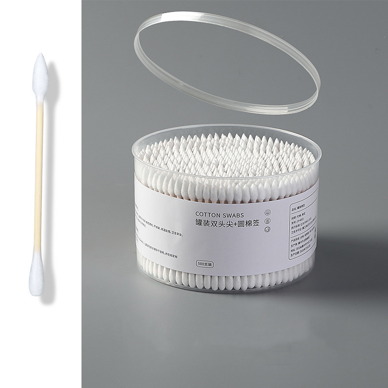 Hisopo de algodón de doble cabeza para mujer, herramientas para el cuidado de la salud, maquillaje, punta de madera, tornillo, palos, nariz, orejas, 500 piezas