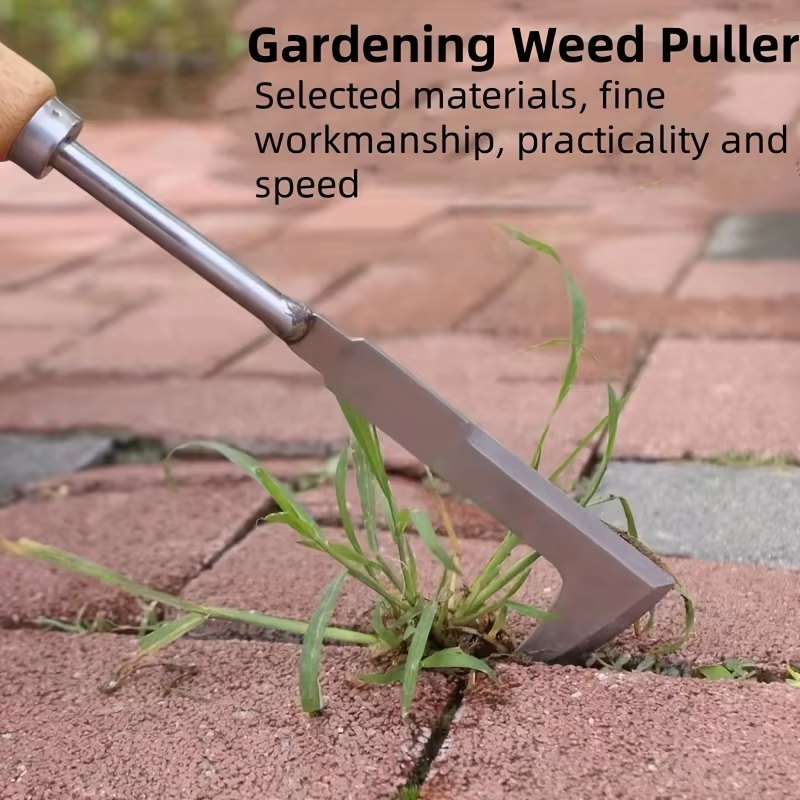 Ferramenta de remoção de ervas daninhas em aço inoxidável, ferramenta manual de jardim multiuso em forma de L, usada para remover ervas daninhas em quintais, terraços e calçadas.