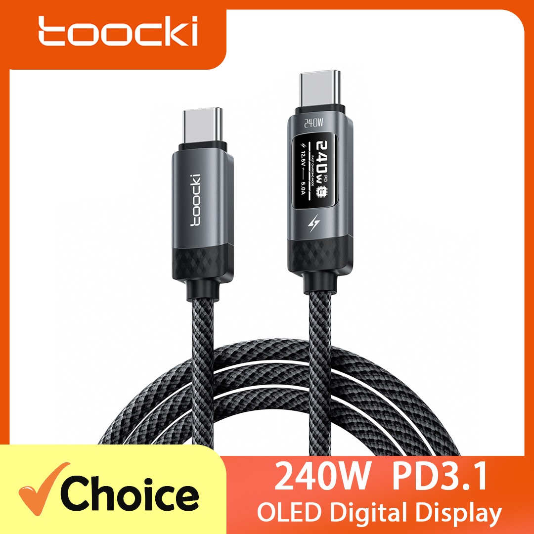 Toocki TX111C4 Cavo USB C a ricarica rapida da 240 W PD3.1 SFC2.0 Display digitale OLED Cavo da tipo C a C per iPhone17 Xiaomi Oneplus PS5